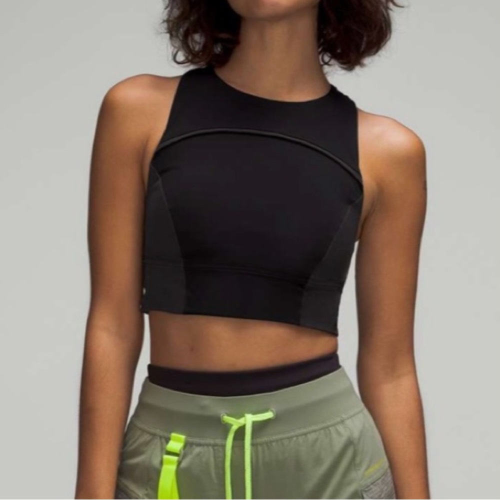 LULULEMON Black Graphite Grey Hike To Swim Bra Active Outdoor Swim Top Size 6